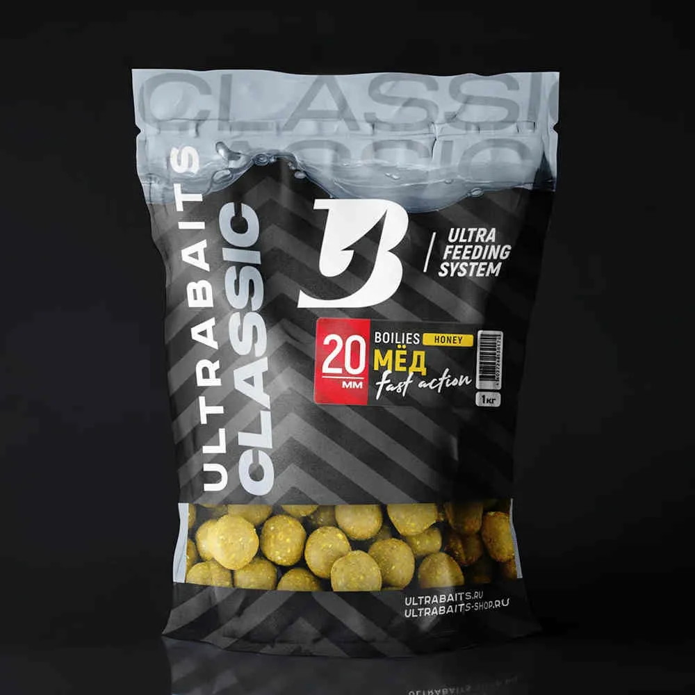 Бойлы прикормочные UltraBaits "Classic" Мед 1 кг 20 мм