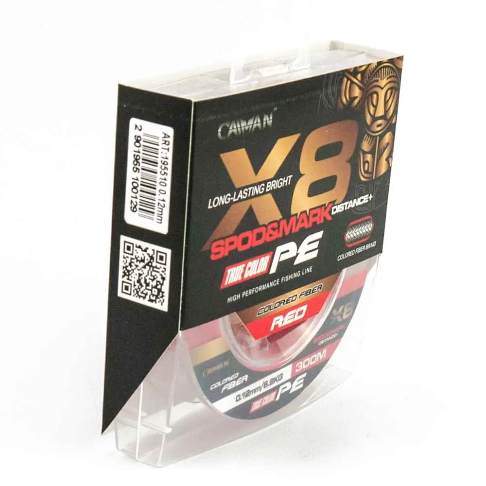 Шнур Caiman Spod&Mark Distance+ 300м восьмижильный 0,12мм красный
