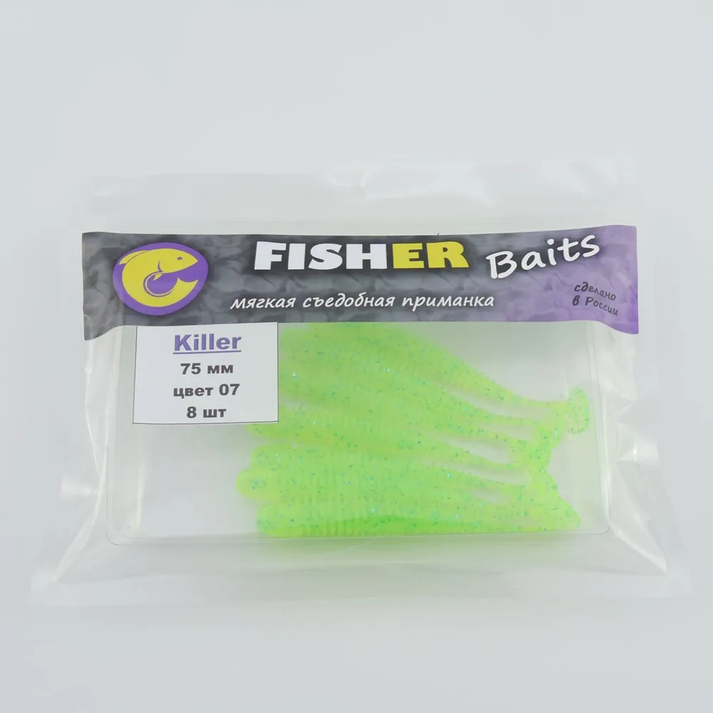 Виброхвост FISHER BAITS Killer 75мм цвет 07 (уп. 8шт)