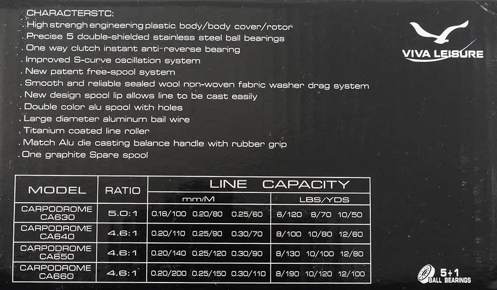 Катушка Viva Carpodrome Baitrunner CA 630 (5+1ВВ) 