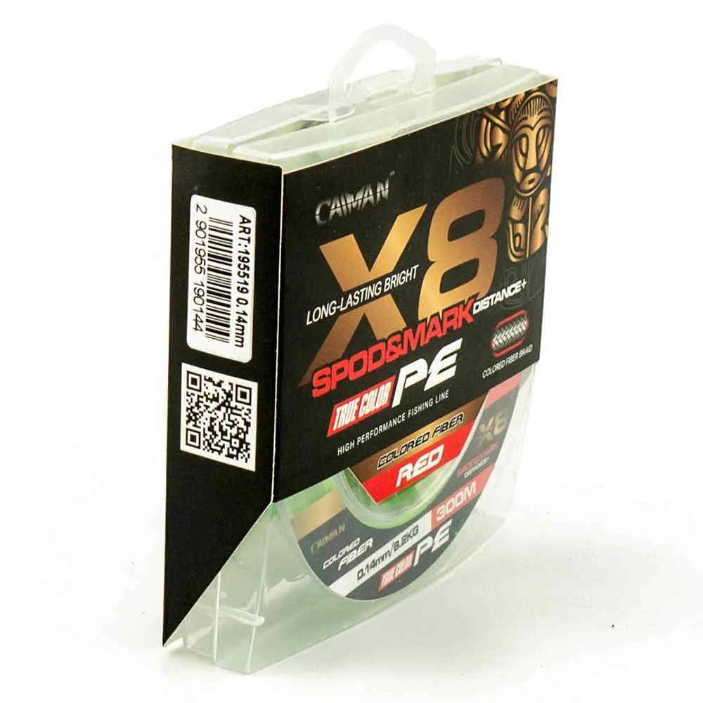 Шнур Caiman Spod&Mark Distance++ 300м восьмижильный 0,14мм зеленый