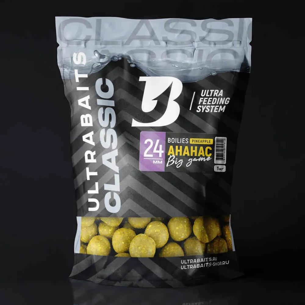 Бойлы прикормочные UltraBaits "Classic" Ананас 1 кг 24 мм