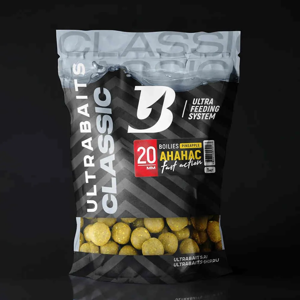 Бойлы прикормочные UltraBaits "Classic" Ананас 1 кг 20 мм