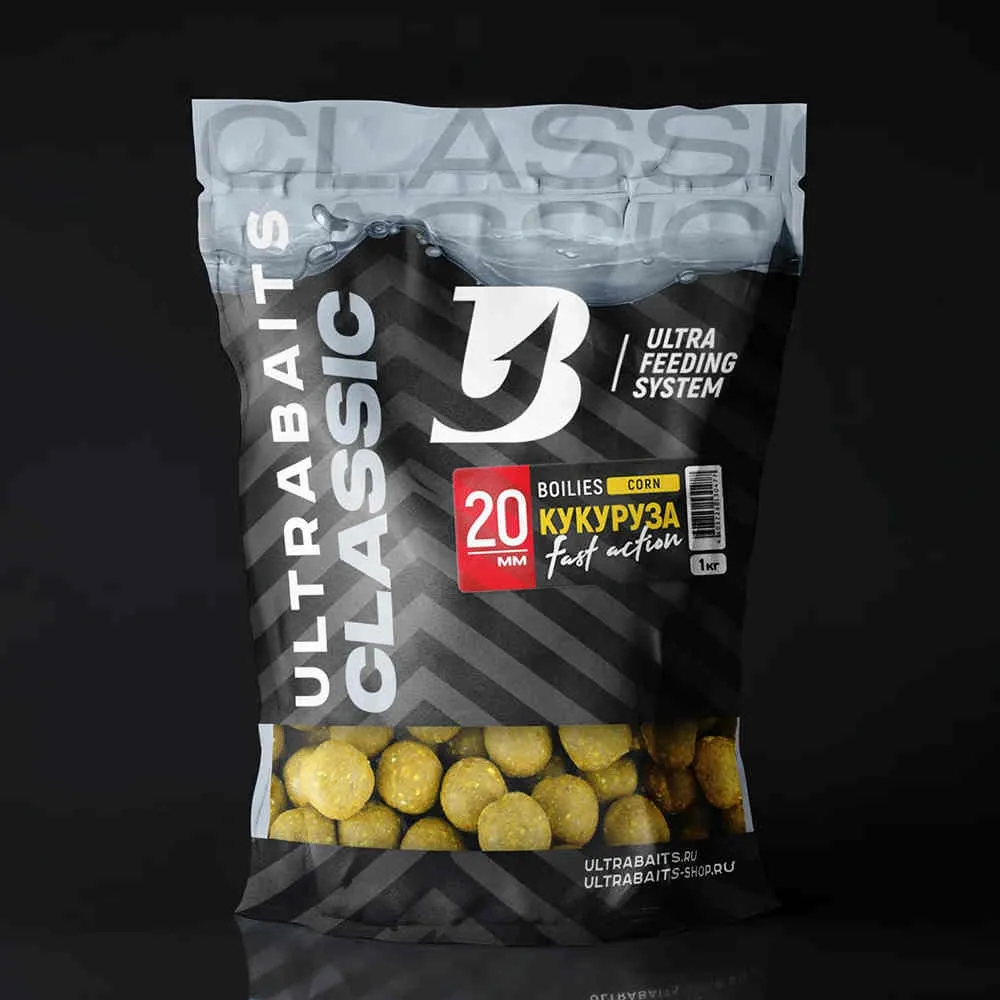 Бойлы прикормочные UltraBaits "Classic" Кукуруза 1 кг 20 мм