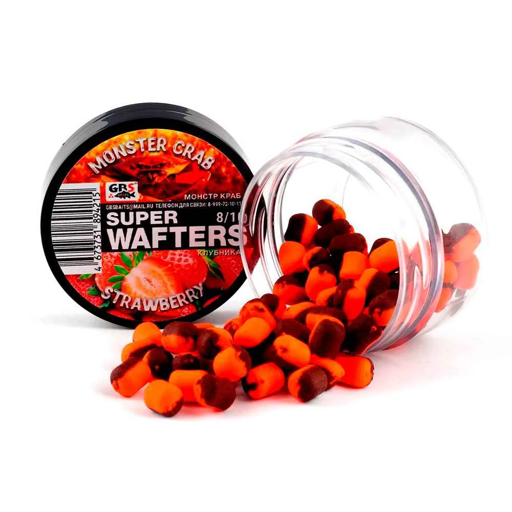 Бойлы нейтральной плавучести (Wafters) GBS Монстр-краб-клубника 8х10мм