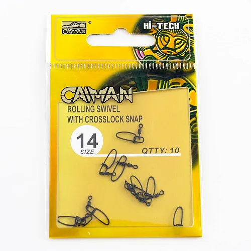 Застежка с вертлюгом Caiman 216010 black mat #14 10шт/уп 