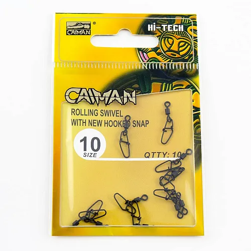 Застежка с вертлюгом Caiman 216018 black mat #10 10шт/уп 