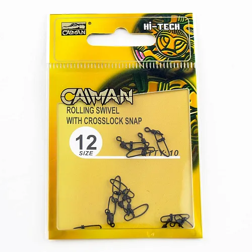 Застежка с вертлюгом Caiman 216009 black mat #12 10шт/уп 