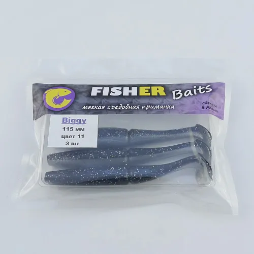 Виброхвост FISHER BAITS Biggy 115мм цвет 11 (уп. 3шт)