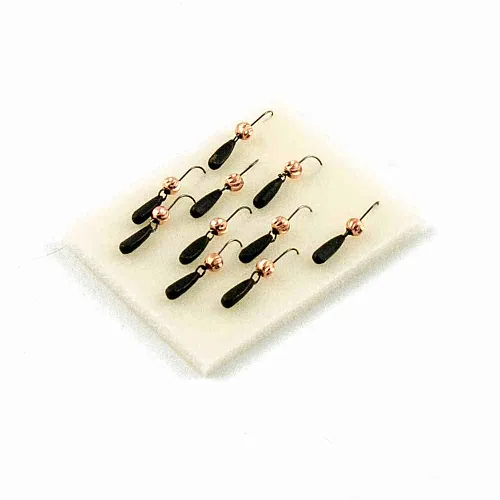 Мормышка вольфрамовая Мастив Дипломат 3 черный, латунь зефирка 0,9гр (розовое золото)