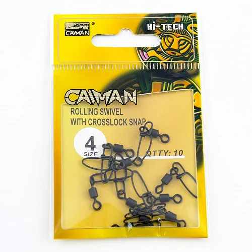 Застежка с вертлюгом Caiman 216003 black mat #4 10шт/уп 