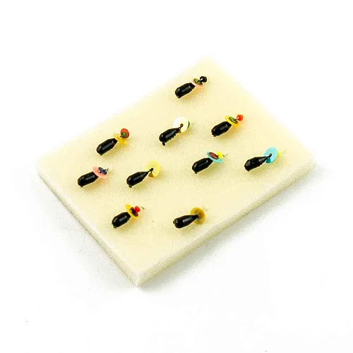 Мормышка вольфрамовая Мастив Опарыш 3 петля черный+цвет, пайетка, 0,5гр