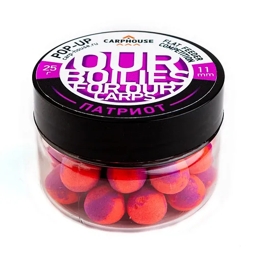 Бойлы Carp House Pop-Up 11 мм Flat Feeder Competition Патриот (банка)