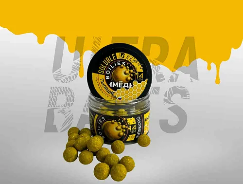 Бойлы растворимые насадочные UltraBaits "Soluble Classic" Мед 14 мм банка 100 гр