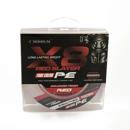 Шнур Caiman 8Х PE Red Slayer 150m 0,10мм