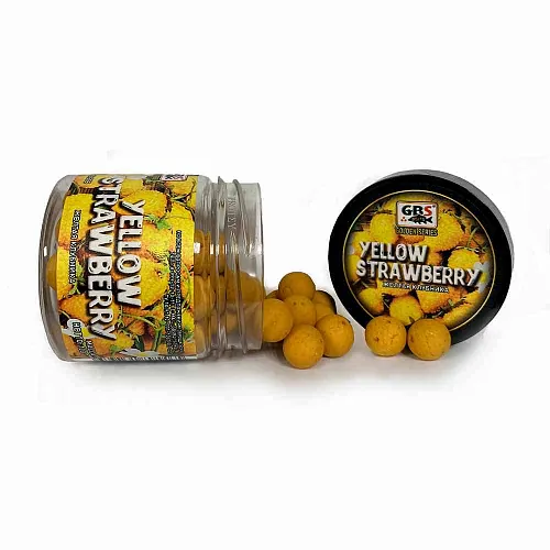 Бойлы GBS Baits тонущие насадочные 15мм 100гр Желтая Клубника (5шт в упак)