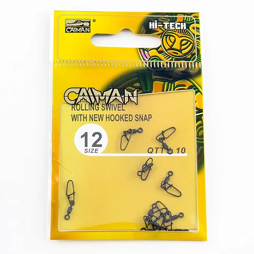 Застежка с вертлюгом Caiman 216019 black mat #12 10шт/уп 