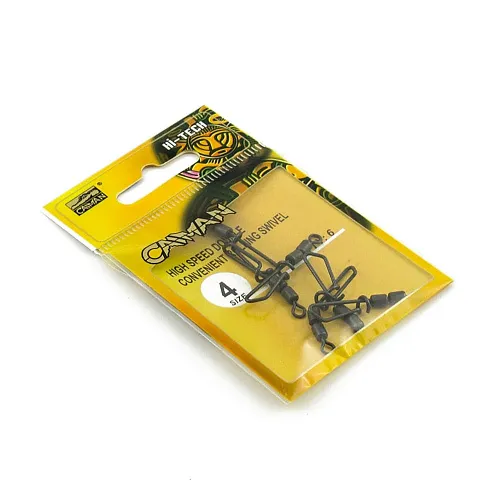 Застежка с двойным вертлюгом Caiman 216035 black mat #4 6шт/уп 