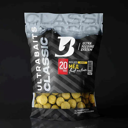 Бойлы прикормочные UltraBaits "Classic" Мед 1 кг 20 мм