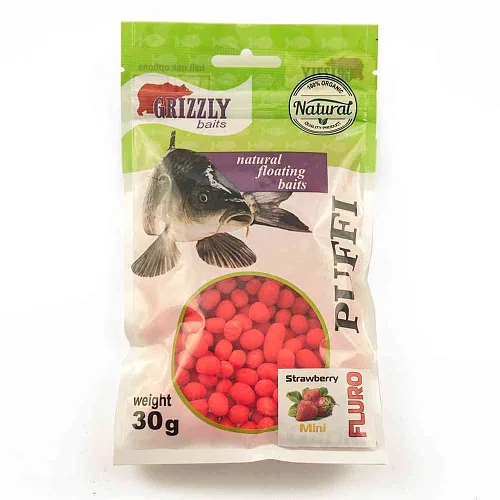 Воздушное пенотесто Fluoro PUFFI Grizzly baits (Клубника)