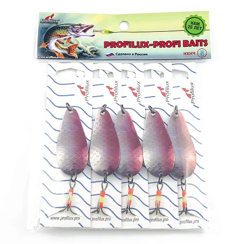 Блесна колеблющаяся нерж. Profilux Байкал 14гр цв. Н-09 серебро чешуя+красная полоса