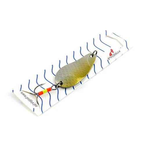 Блесна колеблющаяся нерж. Profilux Байкал 14гр цв. Н-10 серебро чешуя+золотая полоса (5 шт в упак.)