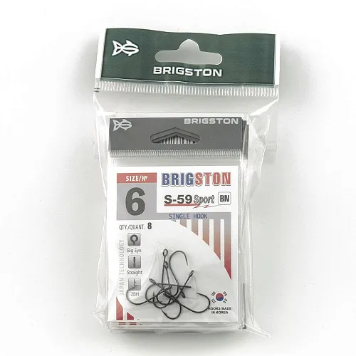 Крючок Brigston S-59 Sport 2BH BN № 6 ( уп. 8 шт.)