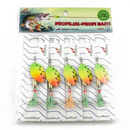 Блесна вращающаяся Profilux Олимпик 4 (10гр) цв. 211 регги горизонтальный (5 шт в упак.)