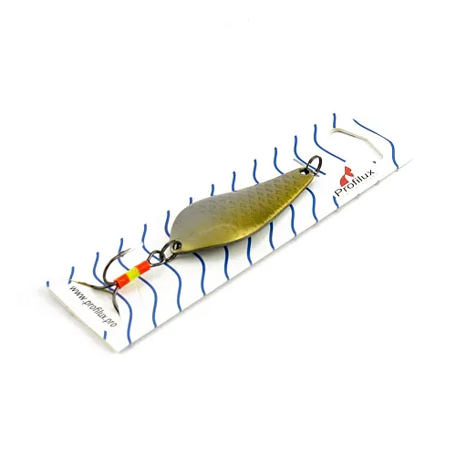 Блесна колеблющаяся нерж. Profilux Атом Б 15гр цв. Н-10 серебро чешуя+золотая полоса (5 шт в упак.)