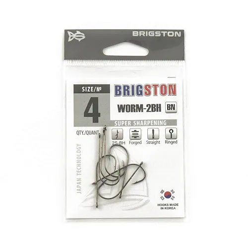 Крючок Brigston Worm 2BH BN № 4 ( уп. 5 шт.)