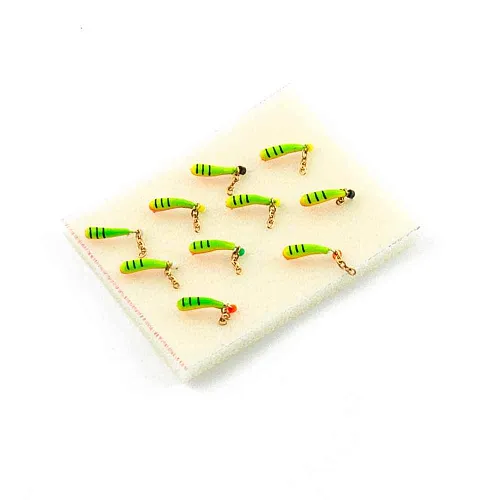 Мормышка вольфрамовая Мастив банан 2,5 петля художественный (зел.), цепочка 0,5гр (розовое золото)