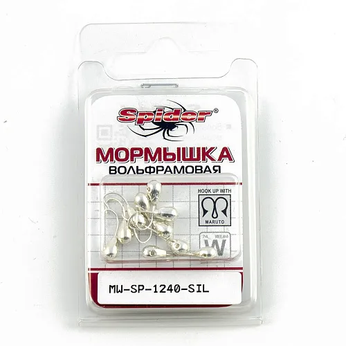 Мормышка вольфрамовая Spider капля с отверст. 4 мм 0,80 гр Sil