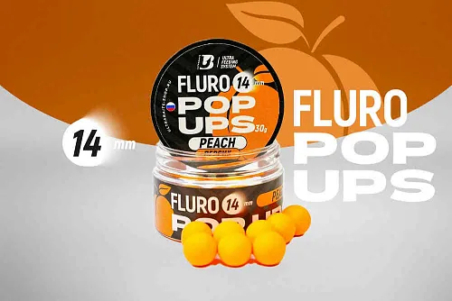 Бойлы плавающие UltraBaits "Fluro Pop-up" Персик 14 мм 30гр