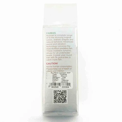 Воблер Caiman Surface popper 80F 12g 0м цвет СМ330