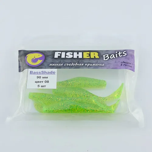 Виброхвост FISHER BAITS Bass Shade 90мм цвет 08 (уп. 5шт)