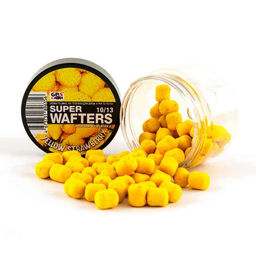 Бойлы нейтральной плавучести (Wafters) GBS Желтая клубника 10х13мм