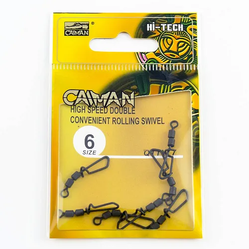 Застежка с двойным вертлюгом Caiman 216036 black mat #6 7шт/уп 