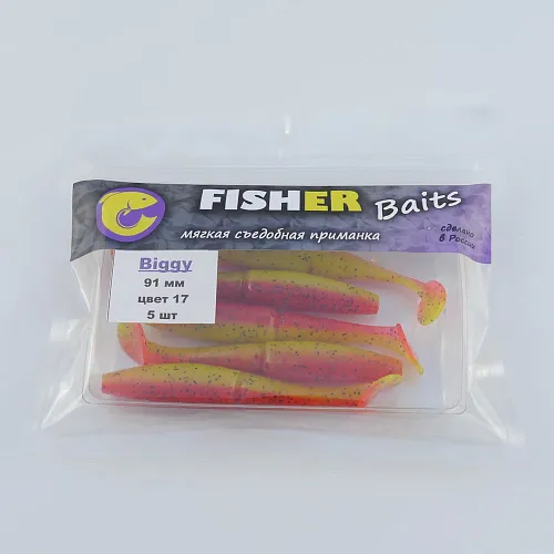 Виброхвост FISHER BAITS Biggy 91мм цвет 17 (уп. 5шт)