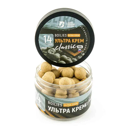 Бойлы тонущие насадочные UltraBaits "Classic" Ультра крем 14 мм банка 100 гр