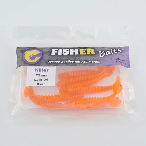Виброхвост FISHER BAITS Killer 75мм цвет 04 (уп. 8шт)