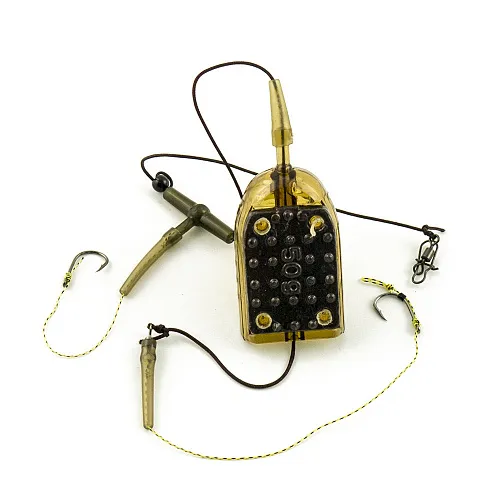 Монтаж с кормушкой для пеллетса Palomino PL6136-C - отвод вертолет 2 крючка 50g (10 шт в упак)