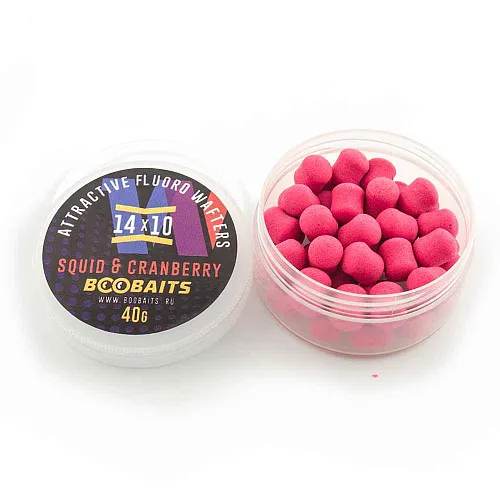 Бойлы BOO Baits Wafters 14x10 Кальмар клюква 40гр банка