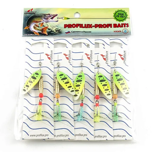 Блесна вращающаяся Profilux Мира 4 12гр цв. 210 перламутр-желтый-салатовый (5 шт в упак.)