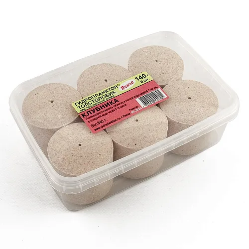 Гидропланктон Толстолобик 140г в контейнере 6 табл (Клубника)