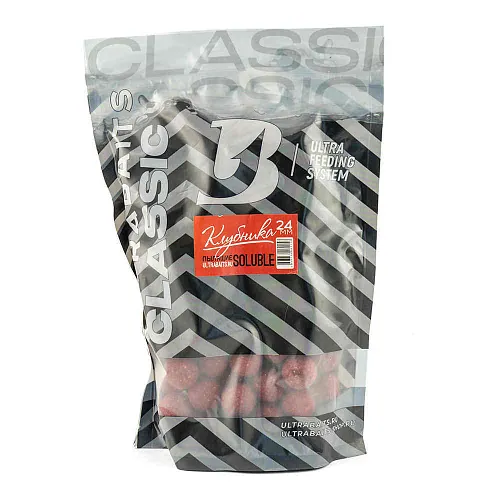 Бойлы прикормочные растворимые UltraBaits Клубника 1 кг 24 мм