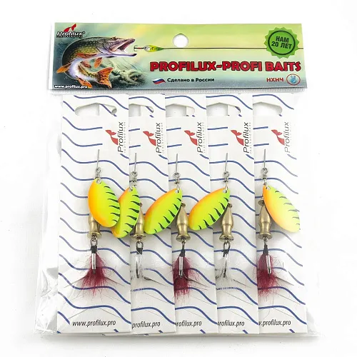 Блесна вращающаяся Profilux Щучья 7гр цв. 209 регги вертикальный (5 шт в упак.)