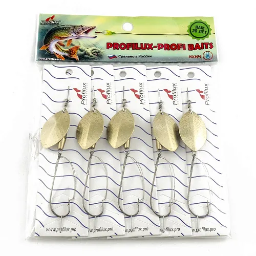 Блесна вращающаяся Profilux Олимпик 4 Незацепляйка (10гр) цв. 05 латунь чешуя (5 шт в упак.)