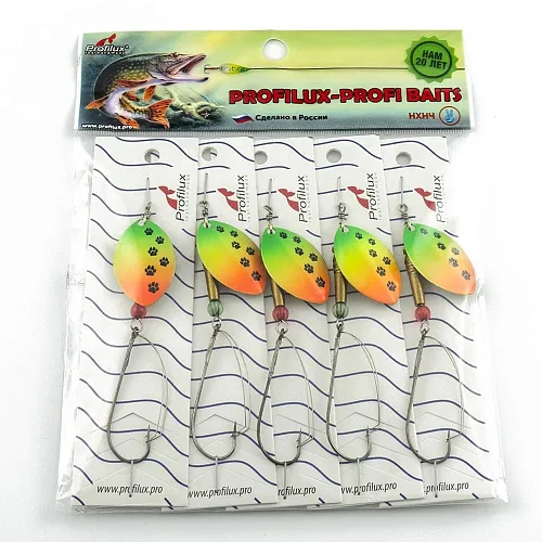 Блесна вращающаяся Profilux Олимпик 4 Незацепляйка (10гр) цв. 007(211) регги горизонт. (5 шт в упак)