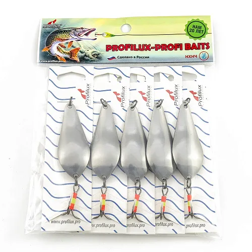 Блесна колеблющаяся нерж. Profilux Атом Б 15гр цв. Н-01 серебро (5 шт в упак.)