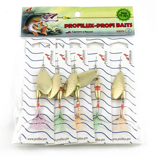 Блесна вращающаяся Profilux Таймень М 12гр цв. 05 латунь чешуя (5 шт в упак.)